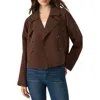 Steve Madden Double Breasted Short Trench Coat In Brown