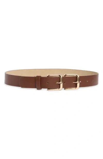 Steve Madden Double Buckle Belt In Gold