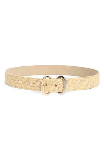 Steve Madden Double Buckle Faux Straw Belt In Gold