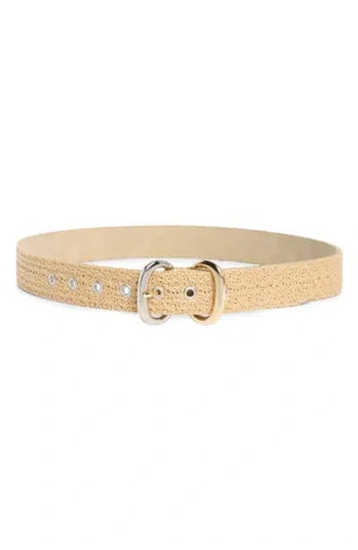 Steve Madden Double Buckle Faux Straw Belt In Neutral