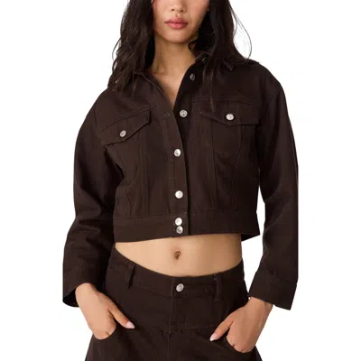 Steve Madden Dove Cropped Denim Jacket In Brown