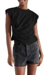 Steve Madden Draped Shoulder Pad T-shirt