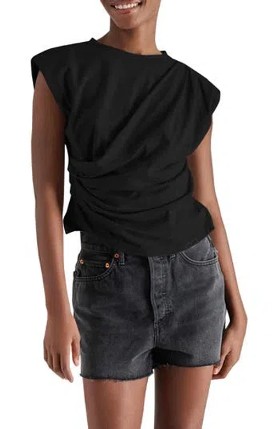 Steve Madden Draped Shoulder Pad T-shirt