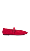 Steve Madden Dreaming Mary Jane Flat In Red Satin