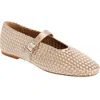 Steve Madden Dreaming Mary Jane Flat In Champagne Metallic Satin