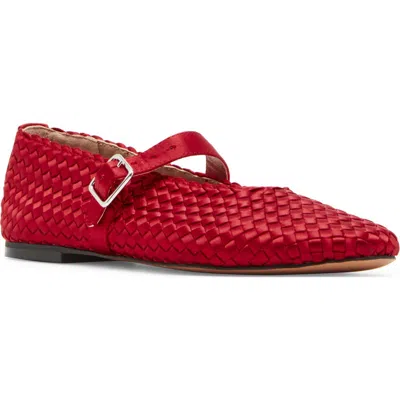 Steve Madden Dreaming Mary Jane Flat In Red Satin