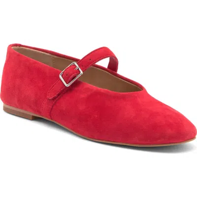 Steve Madden Dreaming Mary Jane Flat In Red Suede