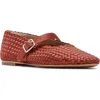 Steve Madden Dreaming Mary Jane Flat In Warm Rust Satin