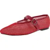 Steve Madden Dreaming Womens Flats Round Toe Mary Janes In Red Mesh