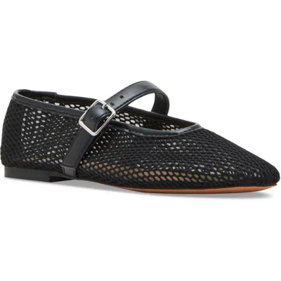 Steve Madden Dreaming Womens Strappy Rubber Flat Shoes In Black Mesh