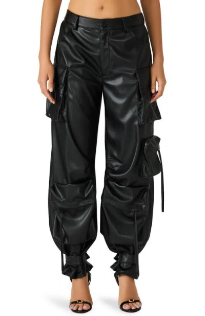 STEVE MADDEN STEVE MADDEN DUO FAUX LEATHER WIDE LEG CARGO PANTS