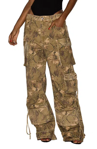 Steve Madden Duo Print Wide Leg Cargo Pants In Green