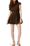 Steve Madden Dyanne Poplin Pleated Mini Dress In Brown