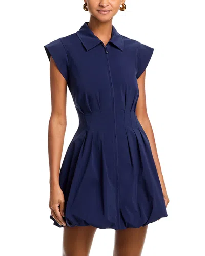 Steve Madden Dyanne Poplin Pleated Mini Dress In Blue