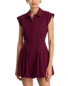 Steve Madden Dyanne Poplin Pleated Mini Dress In Burgundy