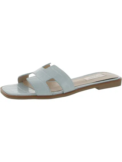 Steve Madden Eadie Womens Comfort Insole Faux Leather Slide Sandals In Blue