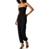Steve Madden Echo Strapless Toggle Hem Cotton Blend Jumpsuit In Black