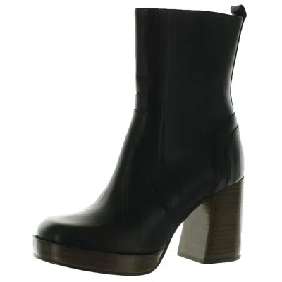 Steve Madden Edson Womens Zipper Leather Ankle Boots In Black