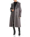 Steve Madden Eiffel Faux Shearling Double Breasted Coat In Forged Iron