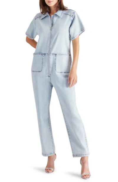 Steve Madden Eira Denim Jumpsuit In Stone Wash Blue
