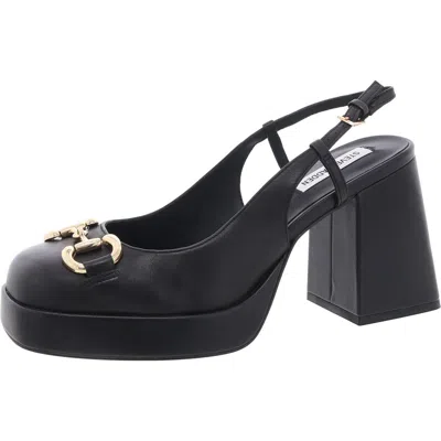 Steve Madden Eisley Womens Leather Platform Slingback Sandals In Black