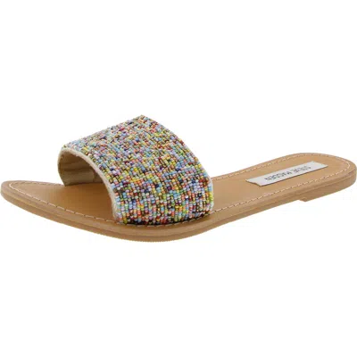 Steve Madden Elaborate Womens Beaded Knit Slide Sandals In Multi