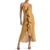 Steve Madden Elana Ruffle Crinkle Maxi Slipdress In Neutral