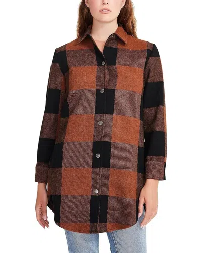 Steve Madden Eldridge Coat Women's Cognac Buffalo Plaid Snap Front Ddr440 In Multi