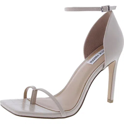 Steve Madden Electra Womens Embossed Faux Leather Ankle Strap In Beige