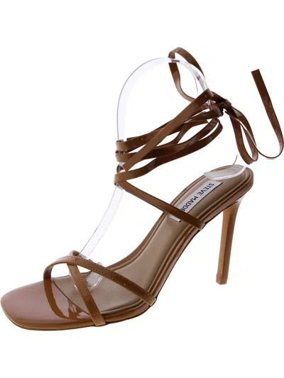 Steve Madden Elevated Womens Patent Ankle Tie Slingback Sandals In Multi