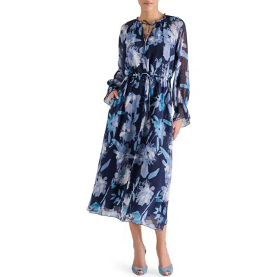 Steve Madden Elexa Long Sleeve Midi Dress In Blue