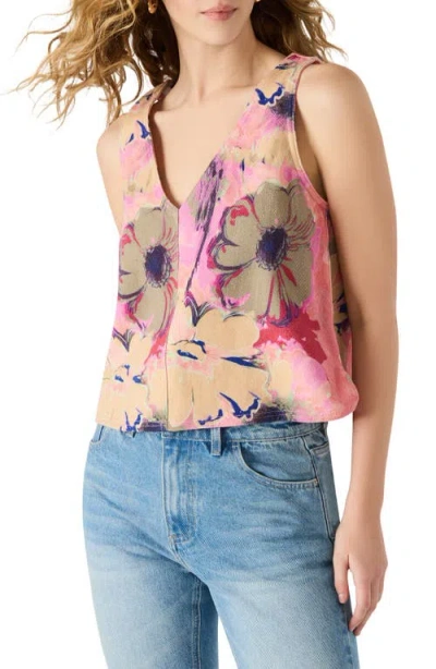 Steve Madden Elia Floral Denim Tank In Pink