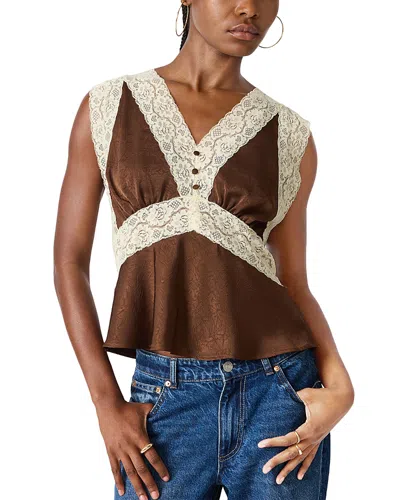 Steve Madden Elinor Sleeveless Lace Trim Top In Transparent