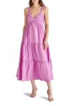 Steve Madden Eliora Tiered Cotton Sundress In Berry