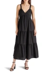 Steve Madden Eliora Tiered Cotton Sundress In Black