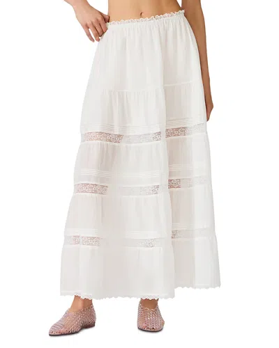 Steve Madden Elisse Lace Detail Cotton Maxi Skirt In White