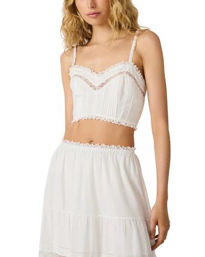 Steve Madden Elisse Lace Trim Top In White