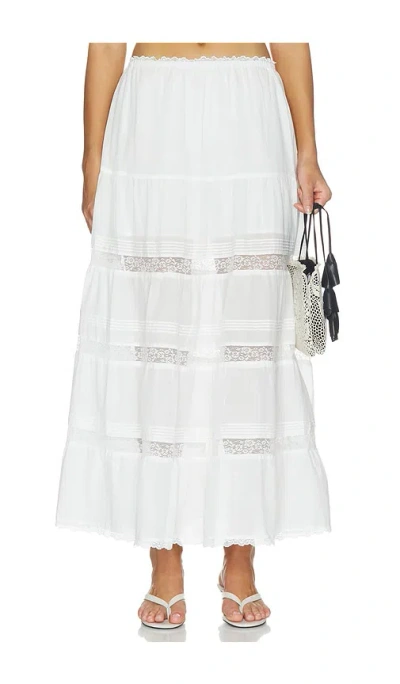 Steve Madden Elisse Lace Detail Cotton Maxi Skirt In White
