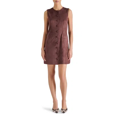 Steve Madden Elsa Sleeveless Faux Suede Minidress In Brown