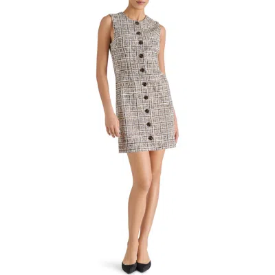 Steve Madden Elsa Windowpane Tweed Minidress In Gray