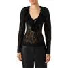 Steve Madden Elvie Sheer Lace Long Sleeve Top In Black