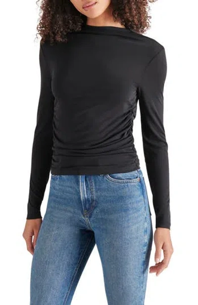 Steve Madden Elvira Ruched Long Sleeve Top In Black
