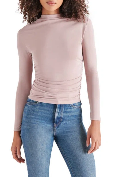 Steve Madden Elvira Ruched Long Sleeve Top In Ash Rose