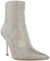 Steve Madden Elysia Boots Women 7.5 Silver Rhinestone Pointed Toe Bootie Khd2103 In Silver