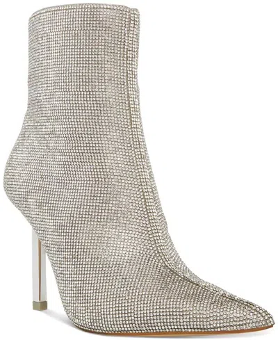 STEVE MADDEN ELYSIA BOOT WOMEN'S SILVER RHINESTONE STILETTO HEEL BOOTIE JOBB1801