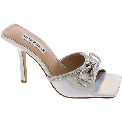 Steve Madden Embellish Sandals Womens M Sliver Bow Detail Stiletto Heel Ham668 In Silver