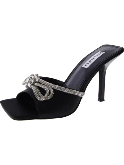 Steve Madden Embellish Womens Faux Leather Slip-on Heels In Black