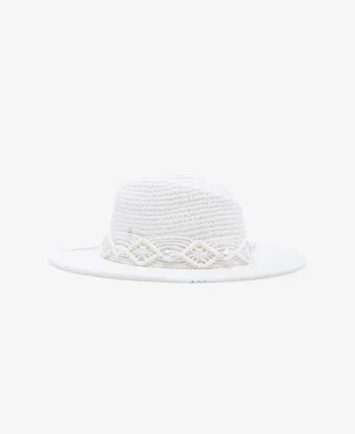 Steve Madden Embellished Braided Rope Panama Hat In White