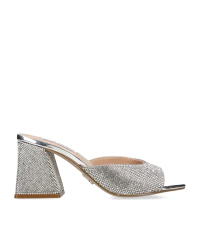 Steve Madden Glowing R Rhinestone-embellished Heeled Sandals In Silver