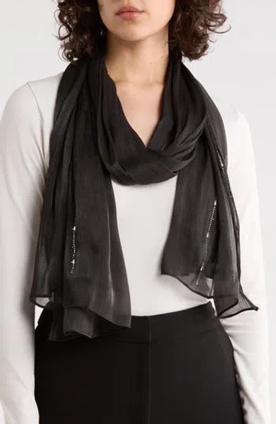 Steve Madden Embellished Oblong Scarf In Black